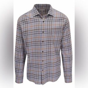 Peter Millar Crown Men's Hill Point cotton sport shirt British Grey plaid XL